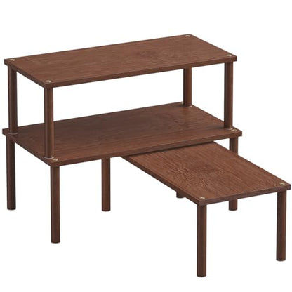 Set of 3 Bamboo Cabinet Organizer Shelf,Large(Brown) - color: Brown, size: Large