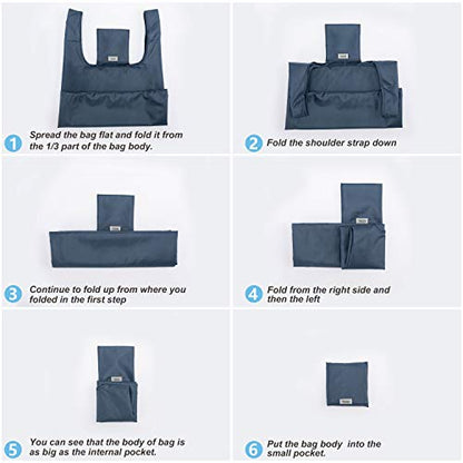 Large Reusable Bags Shopping Washable Foldable 6 Pack Grocery Bags Heavy Duty Lightweight Folding Gift Tote Bags Durable Polyester Gray - color: Gray