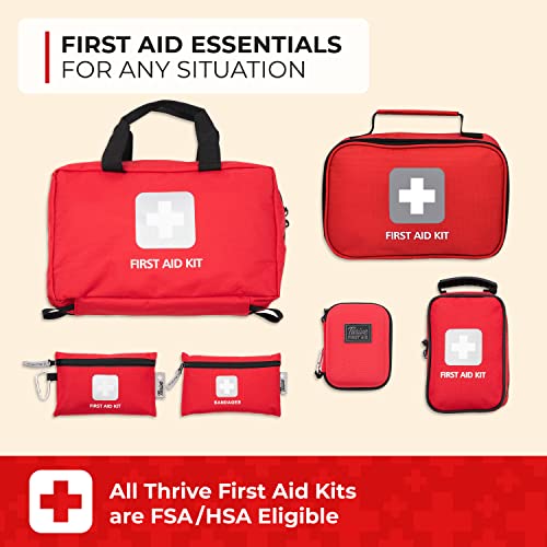 Thrive Home Essentials First Aid Kit (291 Pieces) - First Aid Bag with Multi-Sized Bandage, Gauze, Wipes, Scissors, Gloves, Tape, Ice Pack and More - style: 291 Piece - Red