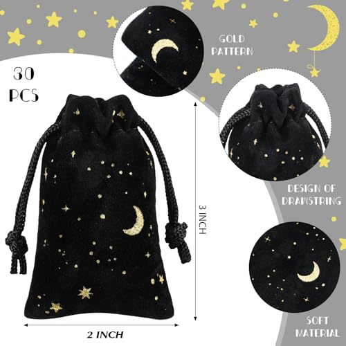 Hillban 30 Pcs 2 x 3, Black Velvet Bag with Drawstring for Jewelry - color: Black, size: 2 x 3 Inch