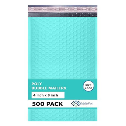 Teal Bubble Mailers 4x8, Self Seal Poly Padded Envelopes #000, 500 Pack - color: Teal, size: 4"x8" / 500 Pack
