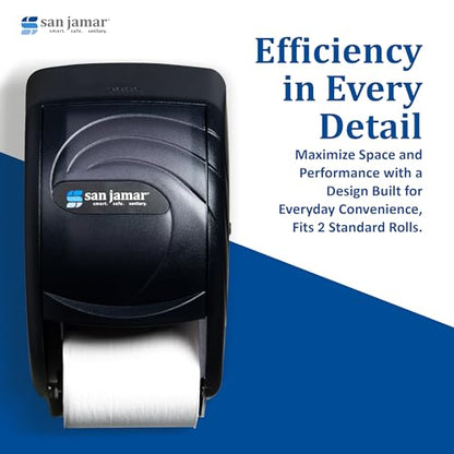San Jamar R3590TBK Black Pearl Oceans Duett Standard Bath Tissue Dispenser