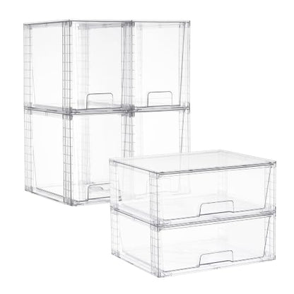 Vtopmart Clear Stackable Storage Drawers, 6 Pack Wide Tall Set - style: 2 Wide+4 Large