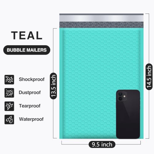 UCGOU Bubble Mailers 9.5x14.5" 40 Pack Usable Size 9.5x13.5" Teal Padded - color: Teal, size: 9.5x14.5" 40PC