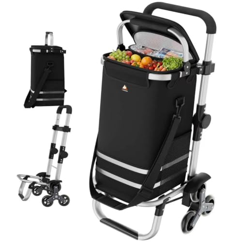 Stair Climbing Shopping Cart for Groceries, 3-in-1 Foldable