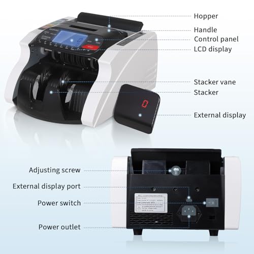 Garvee Money Counter Machine with Value Count, Dollar Euro UV/MG/IR/DD/MT Counterfeit Detection, Bill Counter with Batch Add Value Count Modes, LCD Display for Business Retail Store