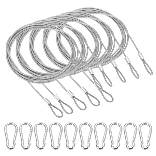 PATIKIL 78.7" Safety Cable Lock Security Wire Ropes w 10 Spring Buckle 5Pcs - color: Clear, size: 78.7 Inch