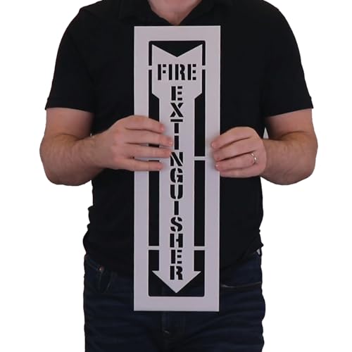 SmartSign 6 x 20 inches Fire Extinguisher Reusable Stencil in 18" x 4" Down Arrow, 63 Mil Plastic, Easy to Wash, for Malls, Retail Stores, Warehouses, Schools, Hospitals, Stadiums, USA Made