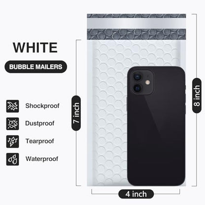 UCGOU Bubble Mailers 4x8" White 50 Pack Usable Size 4x7" Padded Envelopes - color: White, size: 4x8" 50PC