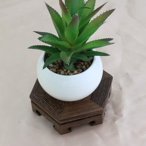 Wooden Display Stand Base 5.31" x 5.31" Wood Carved Craft Pedestal - size: Hexagon, 5.31" x 5.31"