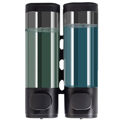 2-Chamber 10oz/300ML Black Plastic Hand Wall Mounted Soap Dispensers - color: 2-chamber Black