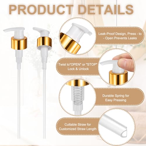 uxcell Soap Dispenser Pump Heads Gold/White 12 Pcs Pcs - color: Gold/White, size: 28/410