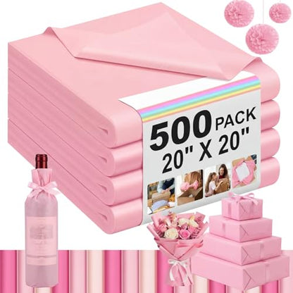500 Sheets Blush Pink Tissue Paper Bulk 20 x 20 Inch for Fall Wedding Gifts - color: Light Pink, size: 20 x 20 Inch