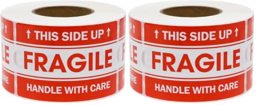 L Liked 2"x 3" 500 Fragile Stickers for Shipping and Moving (Pack of 2) - size: 2"x3" (Pack of 2), style: 1 Rolls,500 Labels