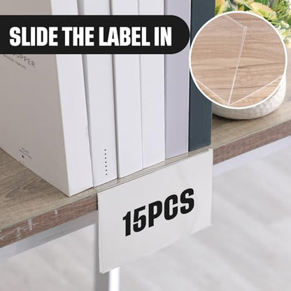 Containlol 15 Pcs Moveable Shelf Label Holder for Library, 6.2 x 4.13 Inch - size: 6.2 x 4.13 Inch