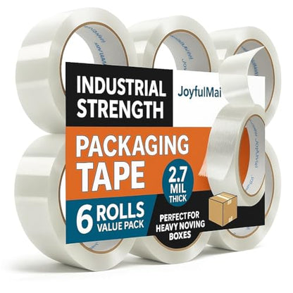 Clear Packing Tape, 6 Rolls 1.88inches Wide, 65 Yards Per Roll, 390 Total Yards Tape for Shipping Packaging Moving Sealing, Thicker Clear Packing Tape, (2.7Mil x 1.88" x 65Yds)