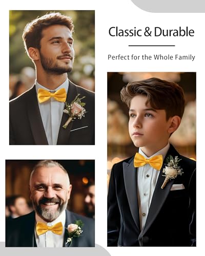 AWAYTR Bow Ties for Men - Pre-Tied Adjustable Tuxedo Style for Wedding - color: Golden Yellow
