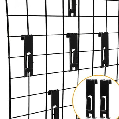 50 Pack Gridwall Hooks, Utility Notch Display Hook, Black Metal Gridwall Picture Hanger, Grid Wall Accessory for Art Clothes Painting, Panel, Pegboard, Shelf, Commercial Display