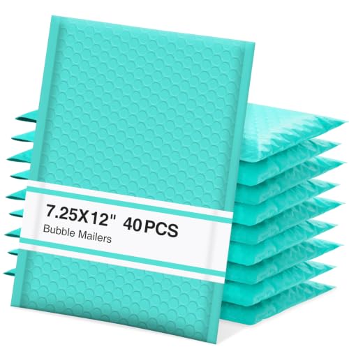 UCGOU Bubble Mailers 7.25x12" 40 Pack Usable Size 7.25x11" Teal Bubble Bags - color: Teal, size: 7.25x12" 40PC