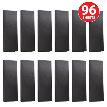 Beistle Black Tissue Paper Sheets – 96 Pack, Bulk Square Craft Tissue, Gift Wrapping for Bags, Boxes, DIY Crafts, Packaging Filler for Retail Displays, Shipping, Parties & Decorative Use, 20” x 20”