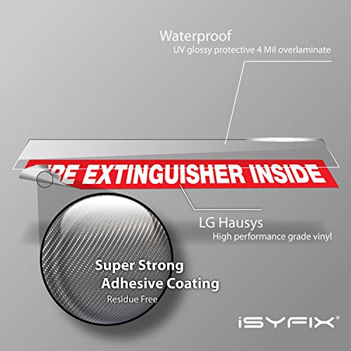 iSYFIX Fire Extinguisher Inside Sticker Sign, 9x1.7 Inch, Red, 5 Pack - color: Red, size: 9x1.7 (5 Pack)