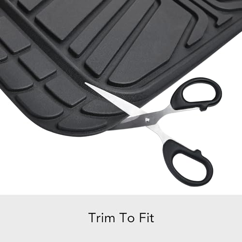Amazon Basics 2-Piece Premium All-Season Anti-Slip Rubber Floor Mats for Cars, SUVs and Trucks, Universal Trim to Fit, Black