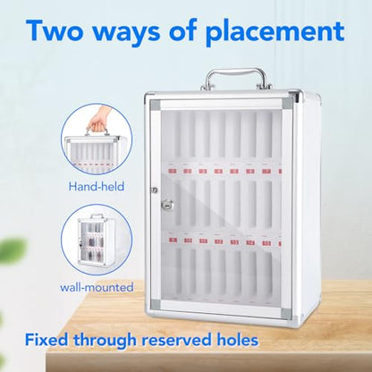 24 Slots Cell Phone Locker with Key, Portable Mobile Phone Storage Box