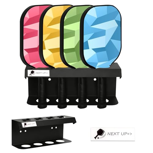 Pickleball Racket Ball Holder Holds 4/12 Paddles Pickleball Storage Rack with Label to Track Next Up Players Pickleball Paddle Holders To Fence Wall Hanging Storage Outdoor Not Include Paddles (1)