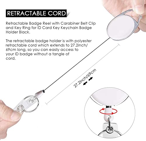 moeverEX Retractable Badge Holder with Carabiner Reel Clip and Key Ring - size: White-10pcs