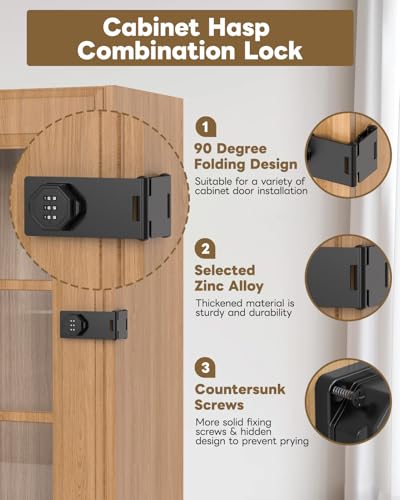 3-Digit Keyless Cabinet Lock with Combination Code - color: Black