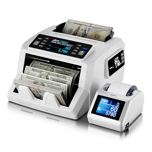 N71 Money Counter Machine Mixed Denomination with P32 Thermal Printer, Efficient Business Combination
