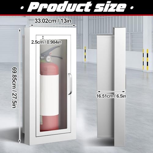 Zonon 1 Pcs Semi Recessed Fire Extinguisher Cabinet, Steel Wall Mount