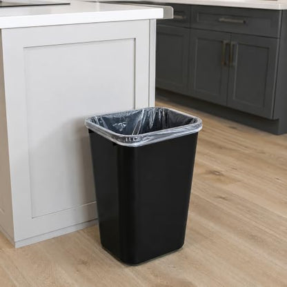 10 Gallon Black Wastebasket Under Desk Plastic Trash Can | 2 PACK - size: 10.5 Gallon