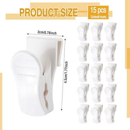 AmazingSpark 15 Pcs Gridwall Accessories Grid Wall Hooks Clips, White - color: White