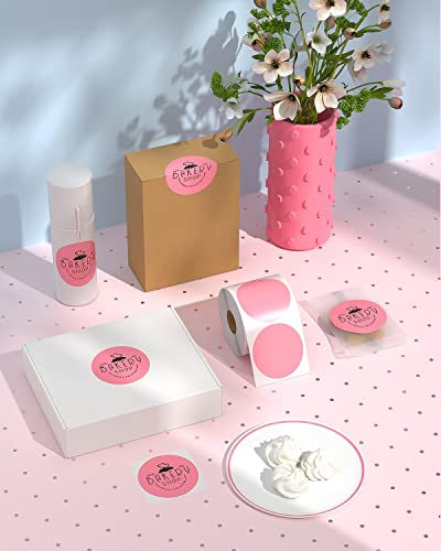 MUNBYN 3 Inch Pink Circle Thermal Labels for Business, 500 Sheets/1 Roll - color: Pink, size: 3inch