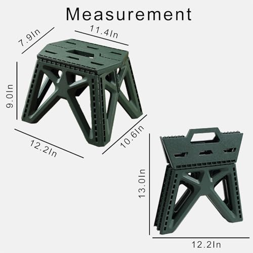 Folding Step Stool Holds 440 lbs - 9" Sturdy Foldable Step Stool with Non-Slip Base, Space Saving for Kitchen, Bathroom, Camping (Green) - color: Green
