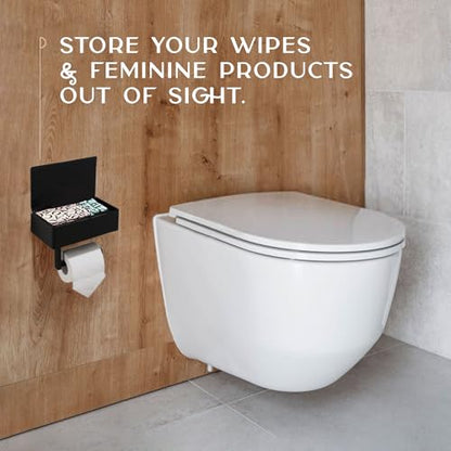 Day Moon™ - Toilet Paper Holder with Shelf & Storage - Wall Mount, Black - color: Matte Black