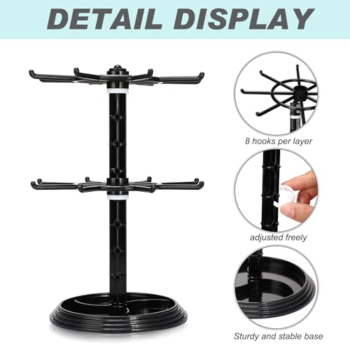 Yuntau 2 Pcs 2 Tier Keychain Display Stand for Bracelet, Rotating - color: Black