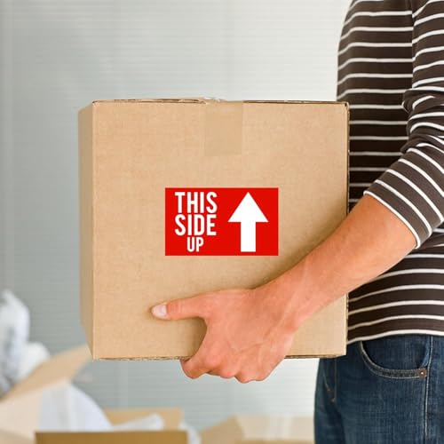 Hybsk 3x5 Inch This Side Up Warning Stickers for Shipping and Packing Total 100 Per Roll - size: 3x5 inch