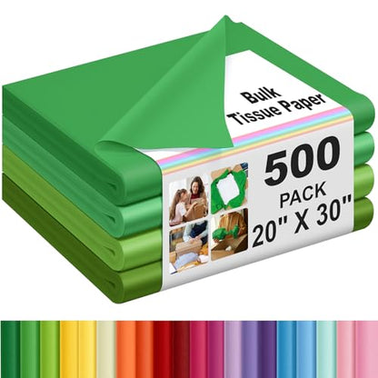 500 Sheets Green Tissue Paper Bulk 20 x 30 Inch for Football Fall Gift Bag - color: Green, size: 20 x 30 Inch