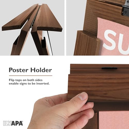 Ilyapa 2-in-1 A-Frame Sign Holder & Whiteboard, 28x41 Inch - Barnwood - color: Barnwood, size: 41x28 Whiteboard