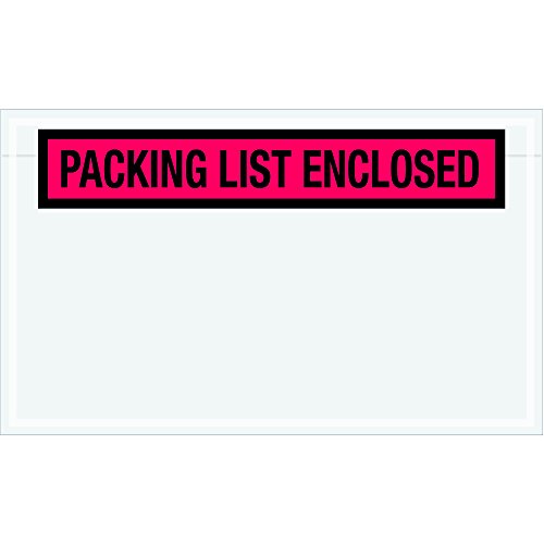 Aviditi PL461 Poly Envelope, Legend PACKING LIST ENCLOSED, 4-1/2 Length x 7-1/2 Width, 2 mil Thick, Red/Black on White (Case of 1000) by Aviditi