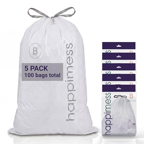 happimess 20-Count Unscented 5.3 Gal Trash Bags, Clear, Pack of 5 - color: Clear, size: 100 Count (Pack of 1)