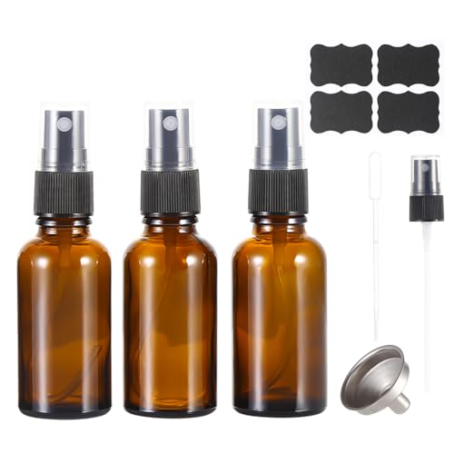 1 oz Amber Glass Spray Bottles,Small Empty Fine Mist Refillable Travel Spray Bottle for Cleaning,Perfume,Aromatherapy,Cosmetic Sprays,Hair,Essential Oils with Fine Mist Dispenser（3 Pack） - color: 3 Pack 30ml