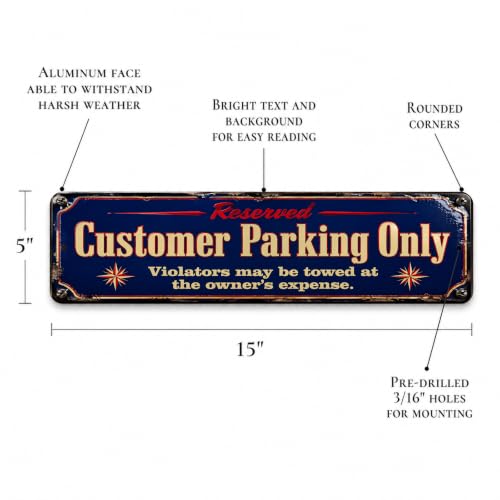 Customer Parking Only Vintage Enamel Business Sign - style: Customer Parking Only