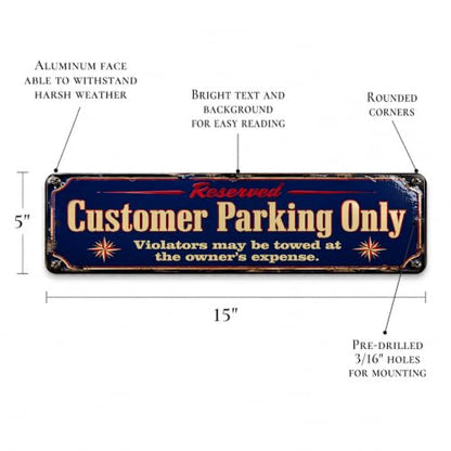 Customer Parking Only Vintage Enamel Business Sign - style: Customer Parking Only
