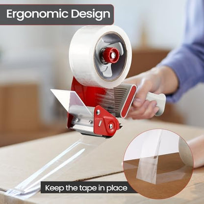 Dunzoom 2 Pack Packing Tape Dispenser Gun, 12 Rolls 2 Inch, Red - color: Red