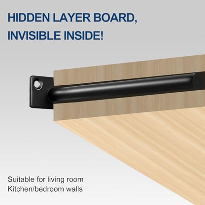 12 Pcs 4" Black Solid Steel Floating Shelf Bracket Blind Shelf Supports - Hidden Brackets for Floating Wood Shelves - Concealed Blind Shelf Support – Screws and Wall Plugs Included - size: 4 Inch, style: 12 Pack-Solid