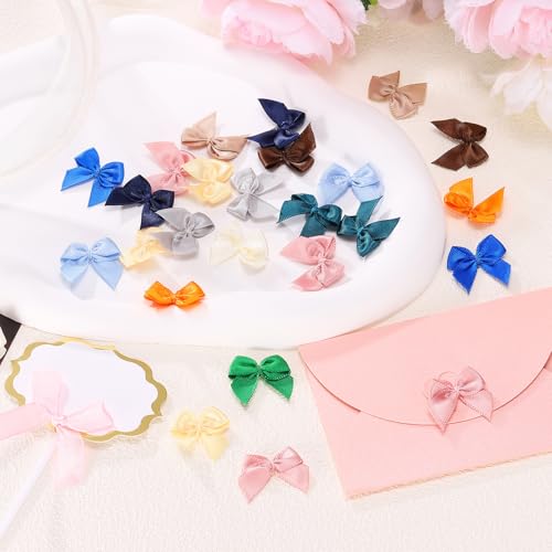 MECCANIXITY Mini Ribbon Bow 1" Mini Fabric Flower Bows Silver 150Pcs - color: Silver