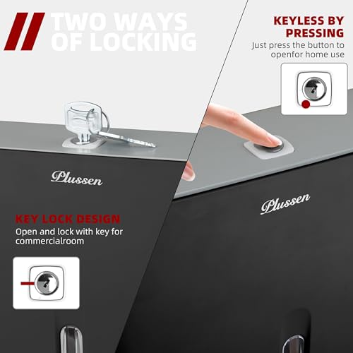 Bathroom Paper Towel Dispenser Pack of 2 Durable ABS Plastic Easy Installation No Drilling Waterproof Dustproof for Home Washroom Kitchen Bedroom - color: Black